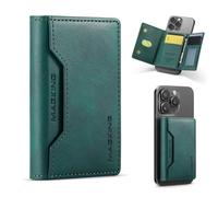 Compatible with MagSafe Magnetic Leather Wallet Card Holder for iPhone 12 13 14 15 16 17 Series, 6 Card Slots, 2 Cash Slots,RFID Blocking, Foldable Stand Design, Green, Wallet