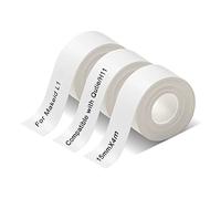Compatible with MAKEID L1 Q1 E1 Label Maker Tape Label Printer, Thermal Label Tape for PRT/HPRT Qutie Label Maker Waterproof DIY Label Paper 15mm x 4m (Transparent 3 Roll) (White roll 3)