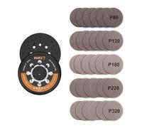 Compatible with MAXXT R7303 Brushless Orbital Sander - MAXXT 125mm Hook & Loop DA Sander Backing Plate Pad + 30 Sandpapers (5 Grits P80/P120/P180/P220/P320)