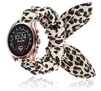Compatible with Michael Kors Bradshaw Band, Lvbu Elastic Scrunchies with Butterfly Fabric Replacement Straps Women Compatible with MK Access Gen 5 Bradshaw/MK Bradshaw 2 (Leopard)