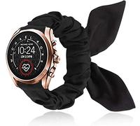 Compatible with Michael Kors Bradshaw Band, Lvbu Elastic Scrunchies with Butterfly Fabric Replacement Straps Women Compatible with MK Access Gen 5 Bradshaw/MK Bradshaw 2 (Black)