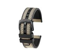 Compatible With Mido M038 Citizen Breitling Series Canvas Rubber Bottom Watch Strap 22mm Men Soft Waterproof Wrist Band Pin Buckle Style(Khaki-B)