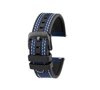 Compatible With Mido M038 Citizen Breitling Series Canvas Rubber Bottom Watch Strap 22mm Men Soft Waterproof Wrist Band Pin Buckle Style(Blue-white line-B)