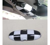 Compatible with Mini Cooper Accessories Decoration ABS Interior Rearview Mirror Cover Caps Shell Case (Checkered, R50 R52 R53 2000-2004)