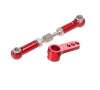 Compatible With MJX H16 16207 16208 16209 16210 1/16 RC Car Upgrade Parts Servo Horn Steering Servo Link Rod For Metal 25T Servo Arm RC Spare Part(Red)