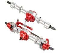 Compatible With MN D90 D91 D96 D99S MN90 MN99 For MN99S FJ45 For Defender 1/12 RC Car Upgrade Parts Metal Gear Front Rear Bridge Axle Set RC Front Rear Axle(Red silver)