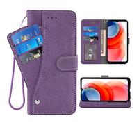 Compatible with Moto G8 Power Lite Wallet Case Wrist Strap Lanyard Leather Flip Card Holder Stand Cell Accessories Phone Cover for MotoG8PowerLite Motorola 8 8G PowerLite XT2055-2 Women Men Purple
