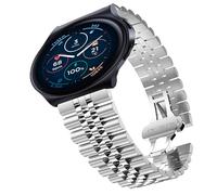 Compatible with Moto Watch 120 bands, 18mm, 20mm, 22mm Solid Stainless Steel Heavy Band with Butterfly Folding Clasp Link Bracelet Compatible with Moto 40, 70, 100, 120, 360 3rd Gen 2020 Smartwatch