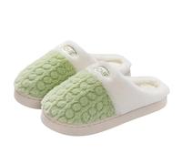 Compatible with Motorcycle Shoes, Women's 37 Two-Tone Cotton Slippers with Wheat Pattern for Men and Women, Warm Cotton Shoes for Indoor Use according to Orthopaedic Shoes (Green, 40)