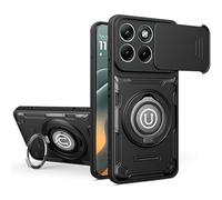 Compatible with Motorola Edge 70 Fusion+ Case, 2-in-1 Slide Camera Cover, Kickstand Design Compatible with Motorola Edge 70 Fusion XT2605-1 XT2605-2 XT2605-4 Shockproof Phone Protective Case Black