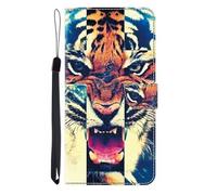 Compatible with Motorola Moto E32 4G/E32S Wallet Case Cover with Protector Card Holder Stand Flip Folio Flowers Shockproof Leather Cell Phone Cases for Motorola Moto E32 4G/E32S Women Men, Tiger