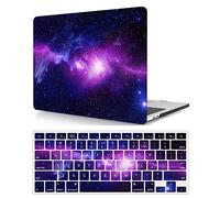 Compatible with New MacBook Air 13 inch Case with Retina Display & Touch ID 2020 2019 2018 Release Model A1932 A2179 A2337 M1, Plastic Protective Hard Shell Case Cover & Keyboard Cover, Purple Galaxy
