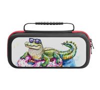 Compatible with Nintendo Switch Case, Alligator Donut Pool Float Travel Carry Case Compatible with Switch Lite/Oled Console Case, Protective Case with Pockets for Accessories & Games