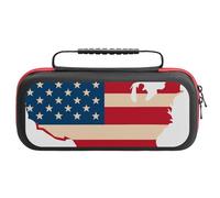 Compatible with Nintendo Switch Case, American Flag Map Travel Carry Case Compatible with Switch Lite/Oled Console Case, Protective Case with Pockets for Accessories & Games