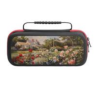Compatible with Nintendo Switch Case, American Flag Rose Garden Travel Carry Case Compatible with Switch Lite/Oled Console Case, Protective Case with Pockets for Accessories & Games