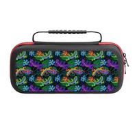 Compatible with Nintendo Switch Case, Artistic Colorful Gecko Lizard Travel Carry Case Compatible with Switch Lite/Oled Console Case, Protective Case with Pockets for Accessories & Games