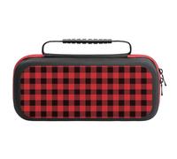 Compatible with Nintendo Switch Case, Buffalo Plaid Red Black Travel Carry Case Compatible with Switch Lite/Oled Console Case, Protective Case with Pockets for Accessories & Games