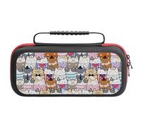 Compatible with Nintendo Switch Case, Cartoon Cute Cat With Glasses Travel Carry Case Compatible with Switch Lite/Oled Console Case, Protective Case with Pockets for Accessories & Games