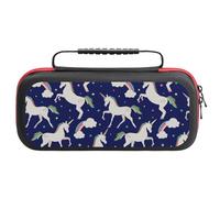 Compatible with Nintendo Switch Case, Cartoon Cute Rainbow White Horse Travel Carry Case Compatible with Switch Lite/Oled Console Case, Protective Case with Pockets for Accessories & Games