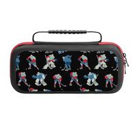 Compatible with Nintendo Switch Case, Cool Ice Hockey Black Travel Carry Case Compatible with Switch Lite/Oled Console Case, Protective Case with Pockets for Accessories & Games