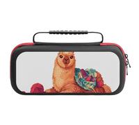 Compatible with Nintendo Switch Case, Cozy Knitting Llama Travel Carry Case Compatible with Switch Lite/Oled Console Case, Protective Case with Pockets for Accessories & Games