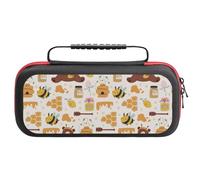 Compatible with Nintendo Switch Case, Cute Bee Honey Jar Hive Bear Travel Carry Case Compatible with Switch Lite/Oled Console Case, Protective Case with Pockets for Accessories & Games