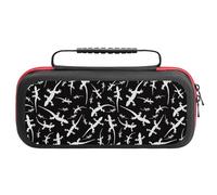 Compatible with Nintendo Switch Case, Cute Gecko Lizard White Black Travel Carry Case Compatible with Switch Lite/Oled Console Case, Protective Case with Pockets for Accessories & Games