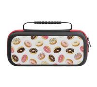 Compatible with Nintendo Switch Case, Donut Print White Travel Carry Case Compatible with Switch Lite/Oled Console Case, Protective Case with Pockets for Accessories & Games