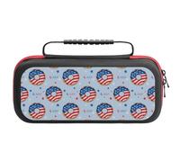 Compatible with Nintendo Switch Case, Donut With The USA Fag Travel Carry Case Compatible with Switch Lite/Oled Console Case, Protective Case with Pockets for Accessories & Games