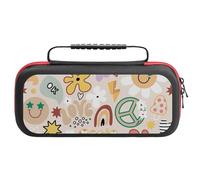 Compatible with Nintendo Switch Case, Flowers Rainbow Peace Sign Travel Carry Case Compatible with Switch Lite/Oled Console Case, Protective Case with Pockets for Accessories & Games