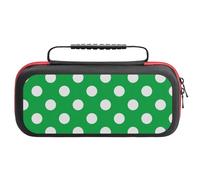 Compatible with Nintendo Switch Case, Green And White Polka Dot Travel Carry Case Compatible with Switch Lite/Oled Console Case, Protective Case with Pockets for Accessories & Games
