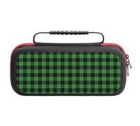 Compatible with Nintendo Switch Case, Green Gingham Buffalo Plaid Travel Carry Case Compatible with Switch Lite/Oled Console Case, Protective Case with Pockets for Accessories & Games