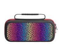 Compatible with Nintendo Switch Case, Leopard Neon Rainbow Gradient Travel Carry Case Compatible with Switch Lite/Oled Console Case, Protective Case with Pockets for Accessories & Games
