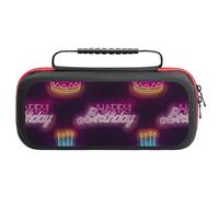 Compatible with Nintendo Switch Case, Light Bulb Happy Birthday Travel Carry Case Compatible with Switch Lite/Oled Console Case, Protective Case with Pockets for Accessories & Games