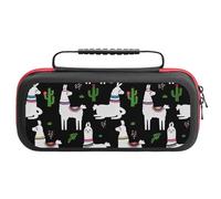 Compatible with Nintendo Switch Case, Llama Alpaca Cactus Black Cute Travel Carry Case Compatible with Switch Lite/Oled Console Case, Protective Case with Pockets for Accessories & Games