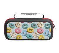 Compatible with Nintendo Switch Case, Macaroon Donut Print Travel Carry Case Compatible with Switch Lite/Oled Console Case, Protective Case with Pockets for Accessories & Games