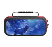 Compatible with Nintendo Switch Case, Moonlit Night Sky Snowy Deer Travel Carry Case Compatible with Switch Lite/Oled Console Case, Protective Case with Pockets for Accessories & Games