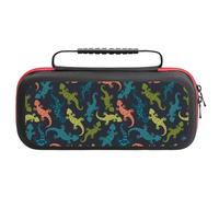 Compatible with Nintendo Switch Case, Multicolor Cute Lizard Gecko Travel Carry Case Compatible with Switch Lite/Oled Console Case, Protective Case with Pockets for Accessories & Games