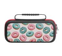 Compatible with Nintendo Switch Case, Pink Blue Donut Print Travel Carry Case Compatible with Switch Lite/Oled Console Case, Protective Case with Pockets for Accessories & Games