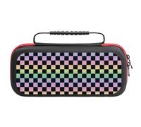 Compatible with Nintendo Switch Case, Rainbow Gradient Colorful Checkered Travel Carry Case Compatible with Switch Lite/Oled Console Case, Protective Case with Pockets for Accessories & Games