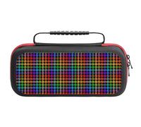 Compatible with Nintendo Switch Case, Rainbow Houndstooth Travel Carry Case Compatible with Switch Lite/Oled Console Case, Protective Case with Pockets for Accessories & Games