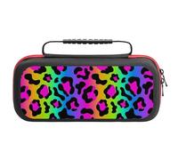 Compatible with Nintendo Switch Case, Rainbow Leopard Bright Travel Carry Case Compatible with Switch Lite/Oled Console Case, Protective Case with Pockets for Accessories & Games