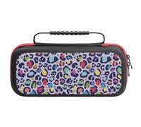Compatible with Nintendo Switch Case, Rainbow Leopard Spot Print Travel Carry Case Compatible with Switch Lite/Oled Console Case, Protective Case with Pockets for Accessories & Games