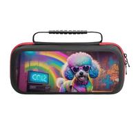 Compatible with Nintendo Switch Case, Rainbow Poodle Urban Street Travel Carry Case Compatible with Switch Lite/Oled Console Case, Protective Case with Pockets for Accessories & Games