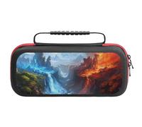 Compatible with Nintendo Switch Case, Red And Blue Fire Mountains Travel Carry Case Compatible with Switch Lite/Oled Console Case, Protective Case with Pockets for Accessories & Games