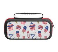 Compatible with Nintendo Switch Case, Stars And Stripes Ice Cream Print Travel Carry Case Compatible with Switch Lite/Oled Console Case, Protective Case with Pockets for Accessories & Games