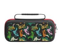 Compatible with Nintendo Switch Case, Striped Cute Lizard Gecko Plant_A Travel Carry Case Compatible with Switch Lite/Oled Console Case, Protective Case with Pockets for Accessories & Games