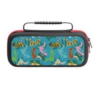 Compatible with Nintendo Switch Case, Striped Cute Lizard Gecko Plant_B Travel Carry Case Compatible with Switch Lite/Oled Console Case, Protective Case with Pockets for Accessories & Games
