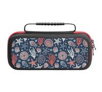 Compatible with Nintendo Switch Case, Summer Beach Starfish Shell Travel Carry Case Compatible with Switch Lite/Oled Console Case, Protective Case with Pockets for Accessories & Games