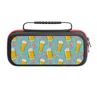 Compatible with Nintendo Switch Case, Summer Shrimps Beer Travel Carry Case Compatible with Switch Lite/Oled Console Case, Protective Case with Pockets for Accessories & Games